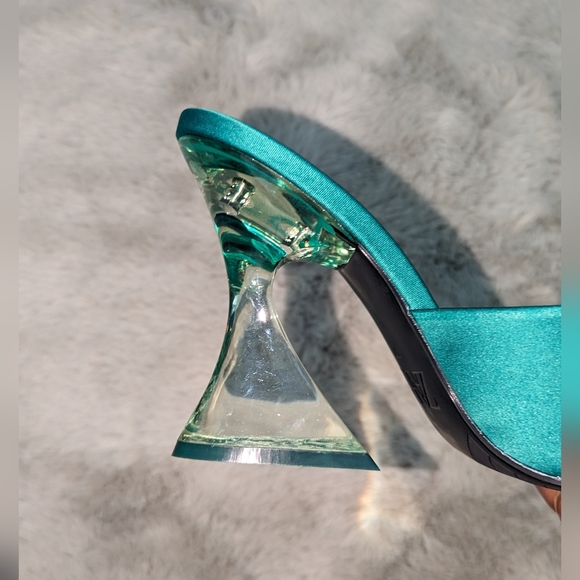 Zara Block Heels - Emerald Green - Picture 2 of 11